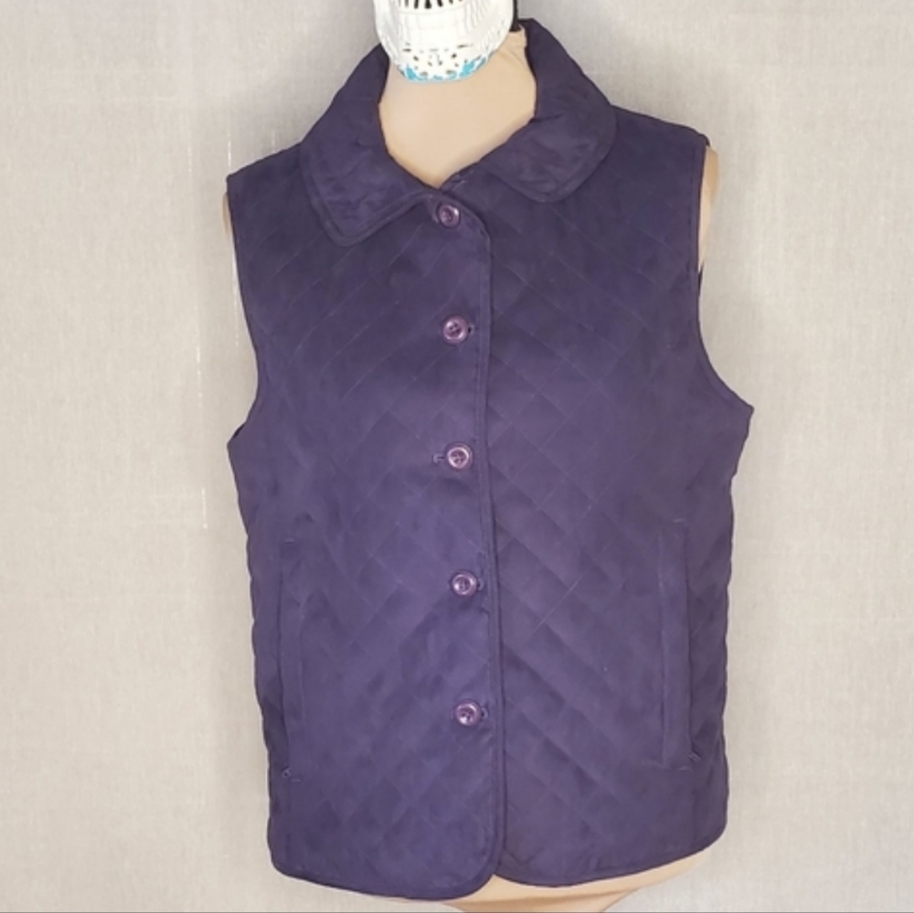 ♡ Cabelas Purple Button Up Quilted Puffer Vest Size Medium